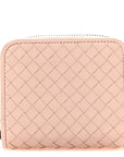 Nappa Intrecciato Small Bi-Fold Zip Wallet Pink