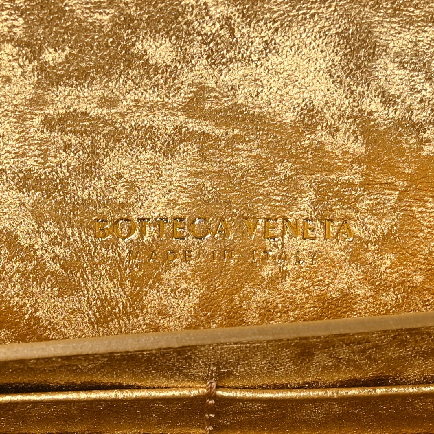 Metallic Satin Lambskin Intrecciato Long Andiamo Top Handle Clutch Gold