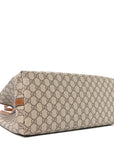 GG Supreme Monogram Emblem Large Tote Bag Beige Dark Brown