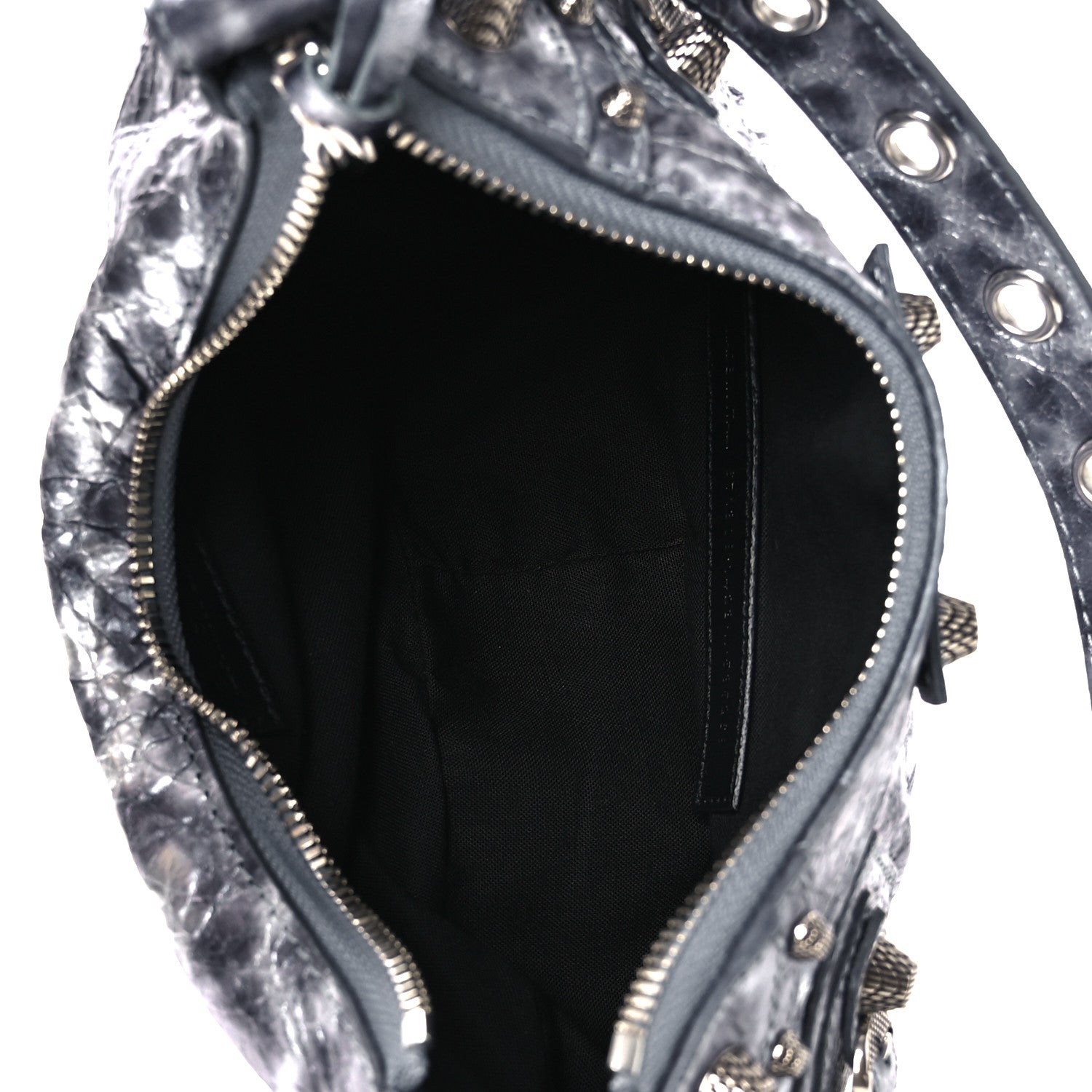 Metallic Agneau Arena Leopard Le Cagole Shoulder Bag XS Dark Grey