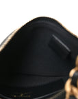 Shiny Crumbled Lambskin Quilted Round Small CC Hobo Black