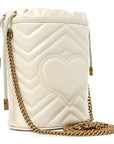 Calfskin Matelasse Mini GG Marmont 2.0 Bucket Bag White
