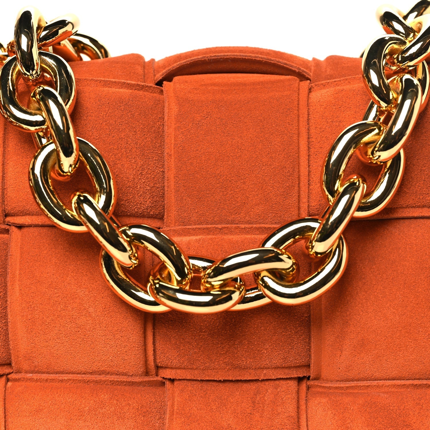 Suede Maxi Intrecciato Padded Chain Cassette Crossbody Bag Maple