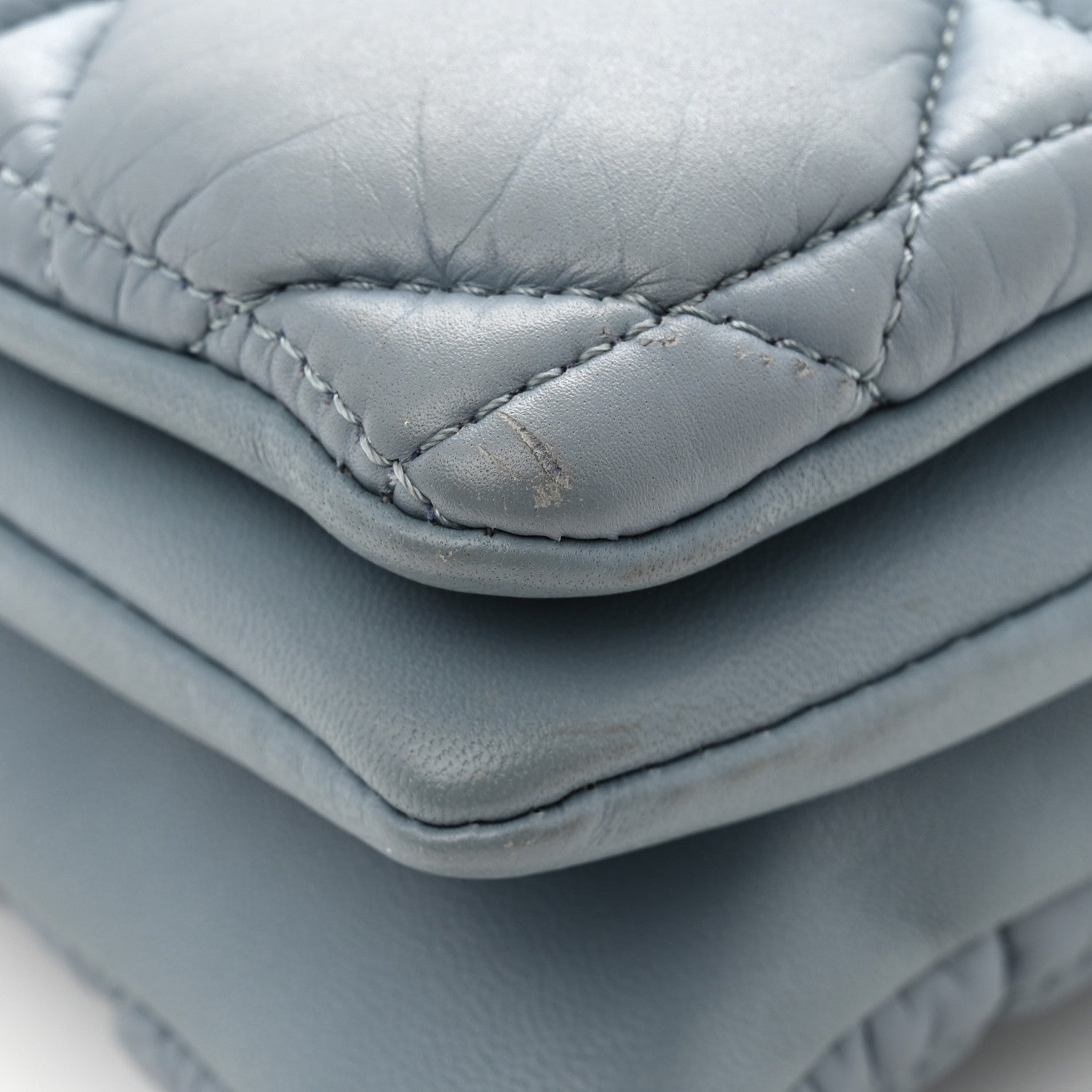 Lambskin Macrocannage Mini D1OR Caro Bag Cloud Blue