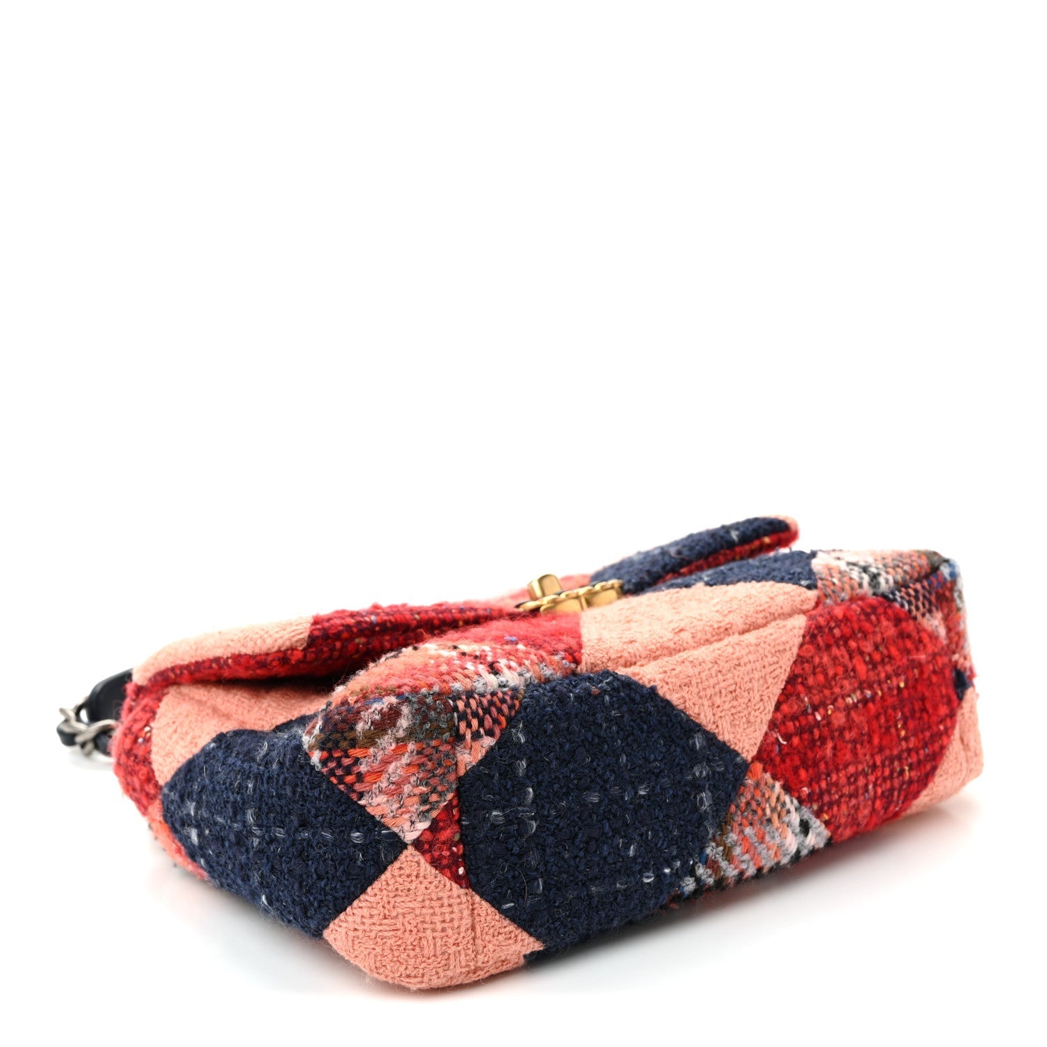 Tweed Quilted Medium CHNL 19 Flap Red Navy Multicolor