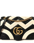 Calfskin Matelasse Medium GG Marmont Shoulder Bag Black White