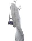 Metallic Calfskin Crocodile Embossed Hourglass Top Handle Bag XS Lilac