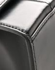 Shiny Box Calfskin Hourglass Top Handle Bag XS Black