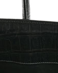 Calfskin Crocodile Embossed Baby Sac De Jour Black