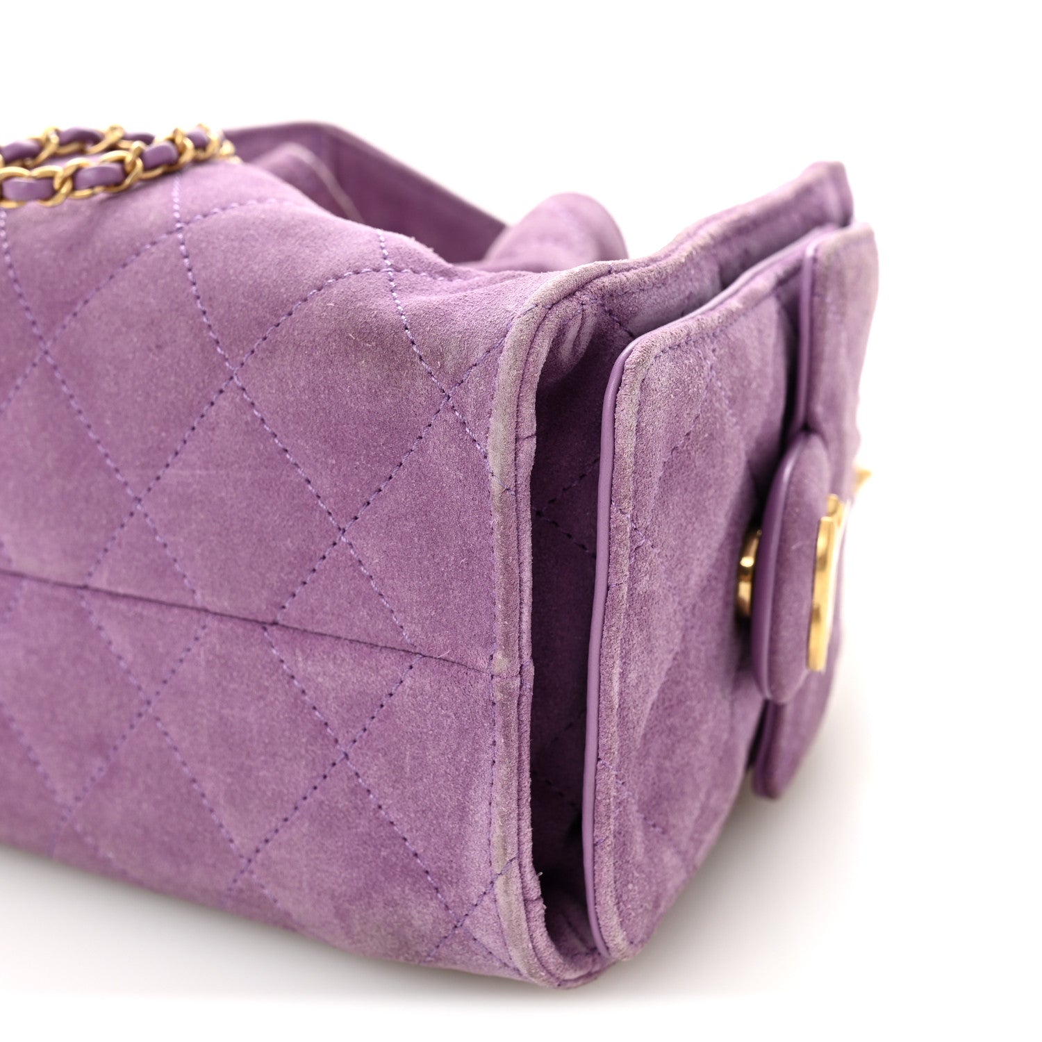 Suede Quilted Mini CHNL 25 Handbag Purple