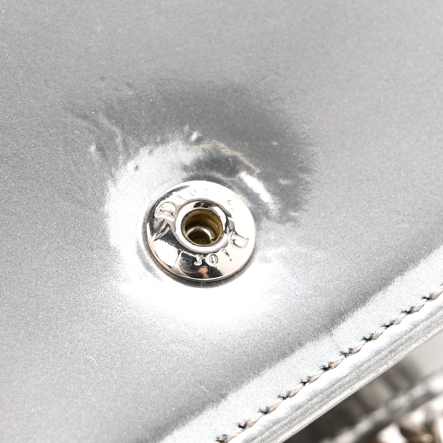 Metallic Patent Micro-Cannage Baby D1ORama Flap Bag Silver