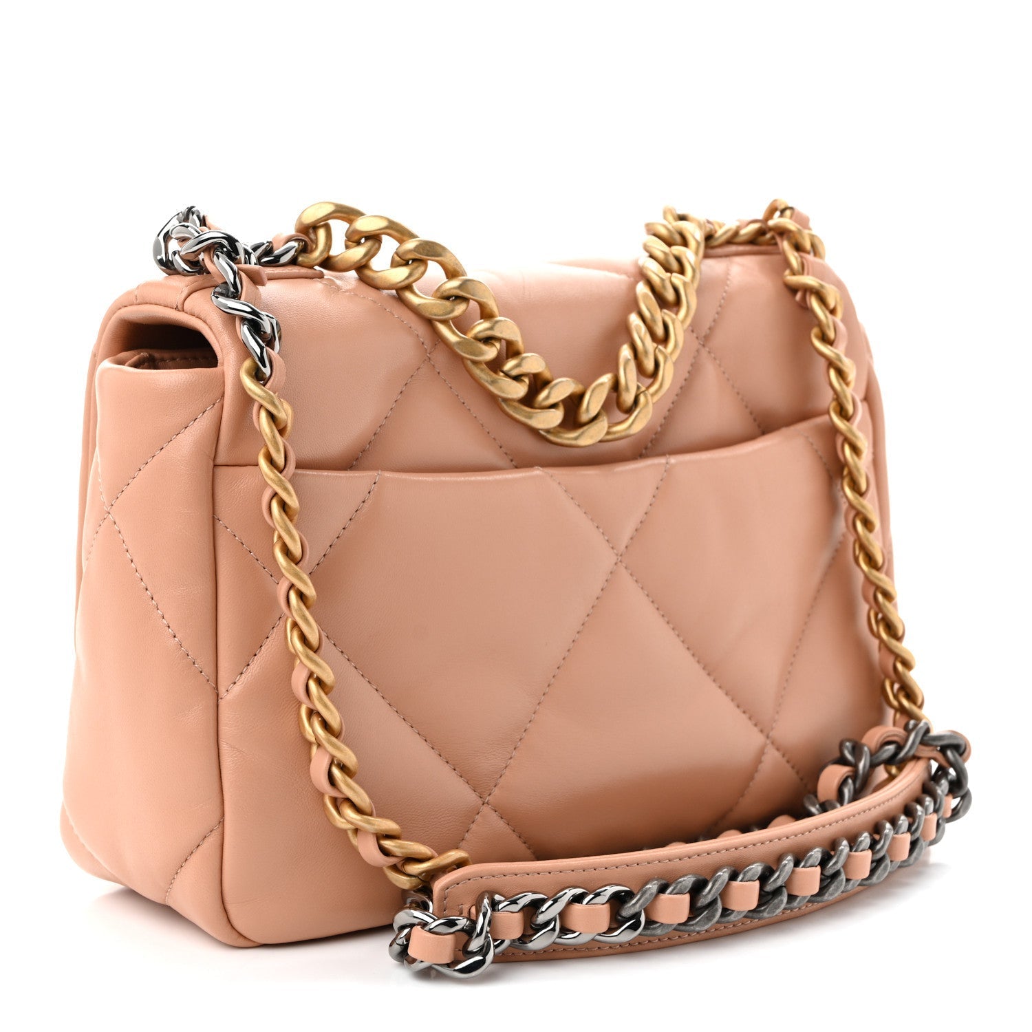Lambskin Quilted Medium CHNL 19 Flap Beige