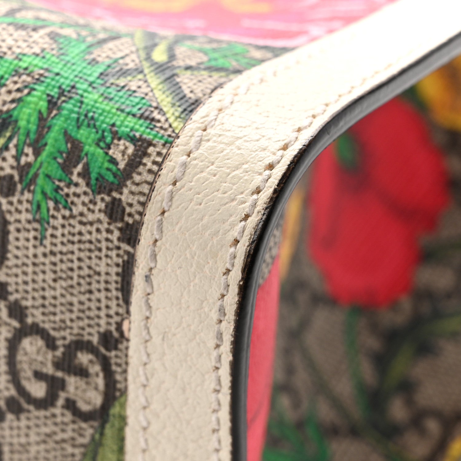 GG Supreme Monogram Flora Textured Calfskin Small Padlock Tote Beige Ebony Multicolor Mystic White