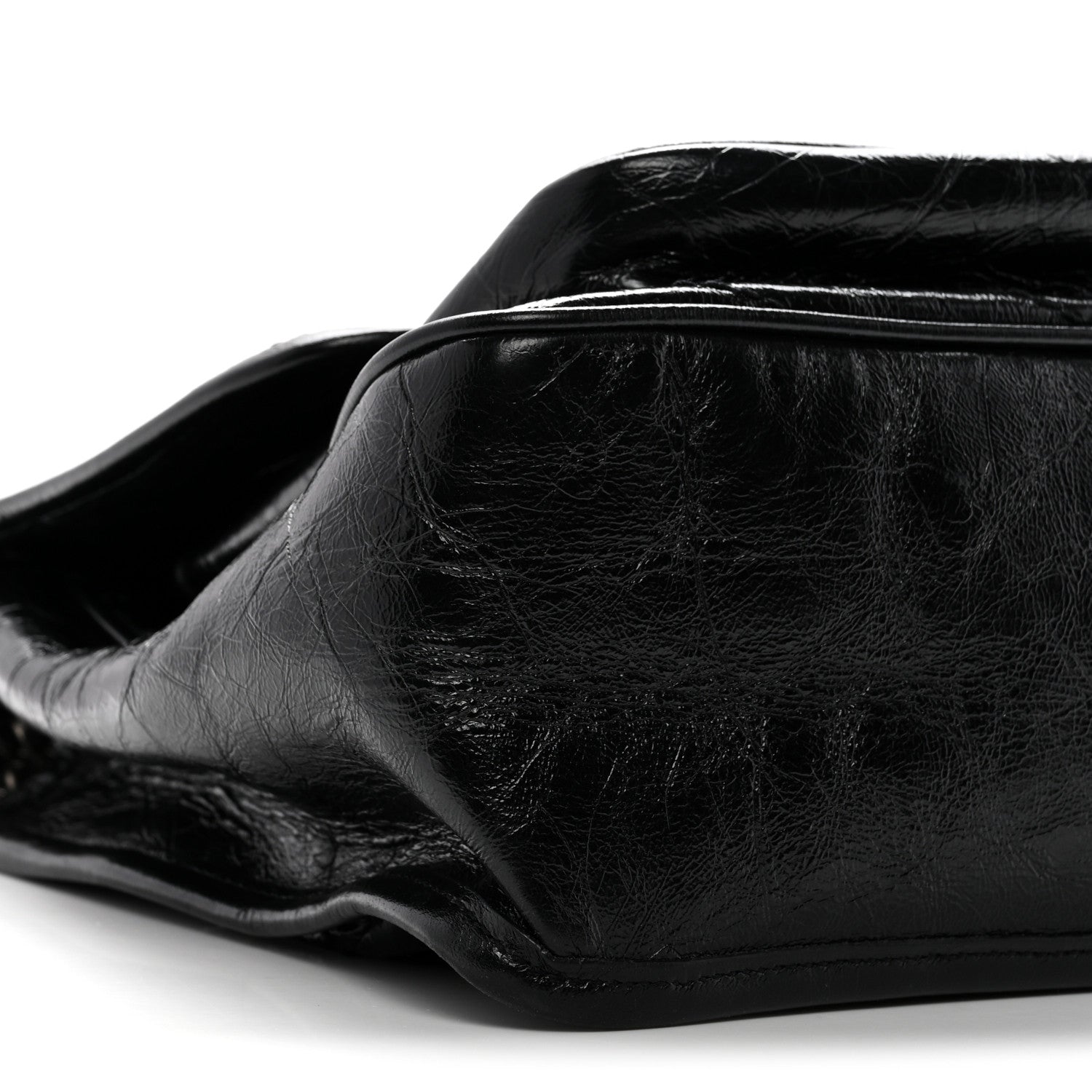 Crinkled Calfskin Matelasse Monogram Medium Niki Chain Satchel Black