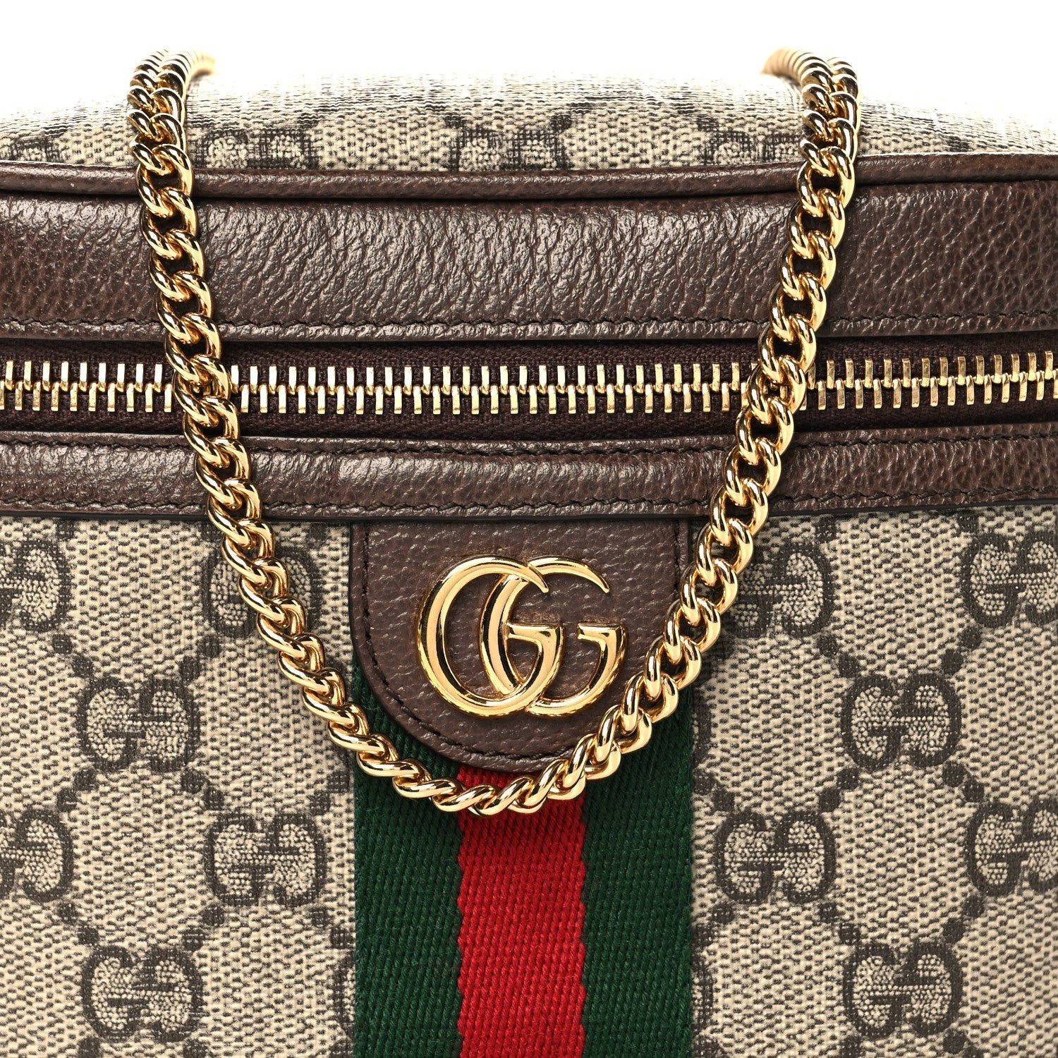 GG Supreme Monogram Textured Dollar Calfskin Web Ophidia Belt Bag 110 44 Beige Ebony New Acero