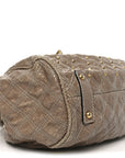 Snakeskin Embossed Calfskin Quilted Studded Beige