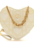 Calfskin Cannage D1ORamour Caro Heart Pouch With Chain White