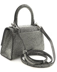 Strass Suede Hourglass Top Handle Bag XS Smoke Grey Crystal