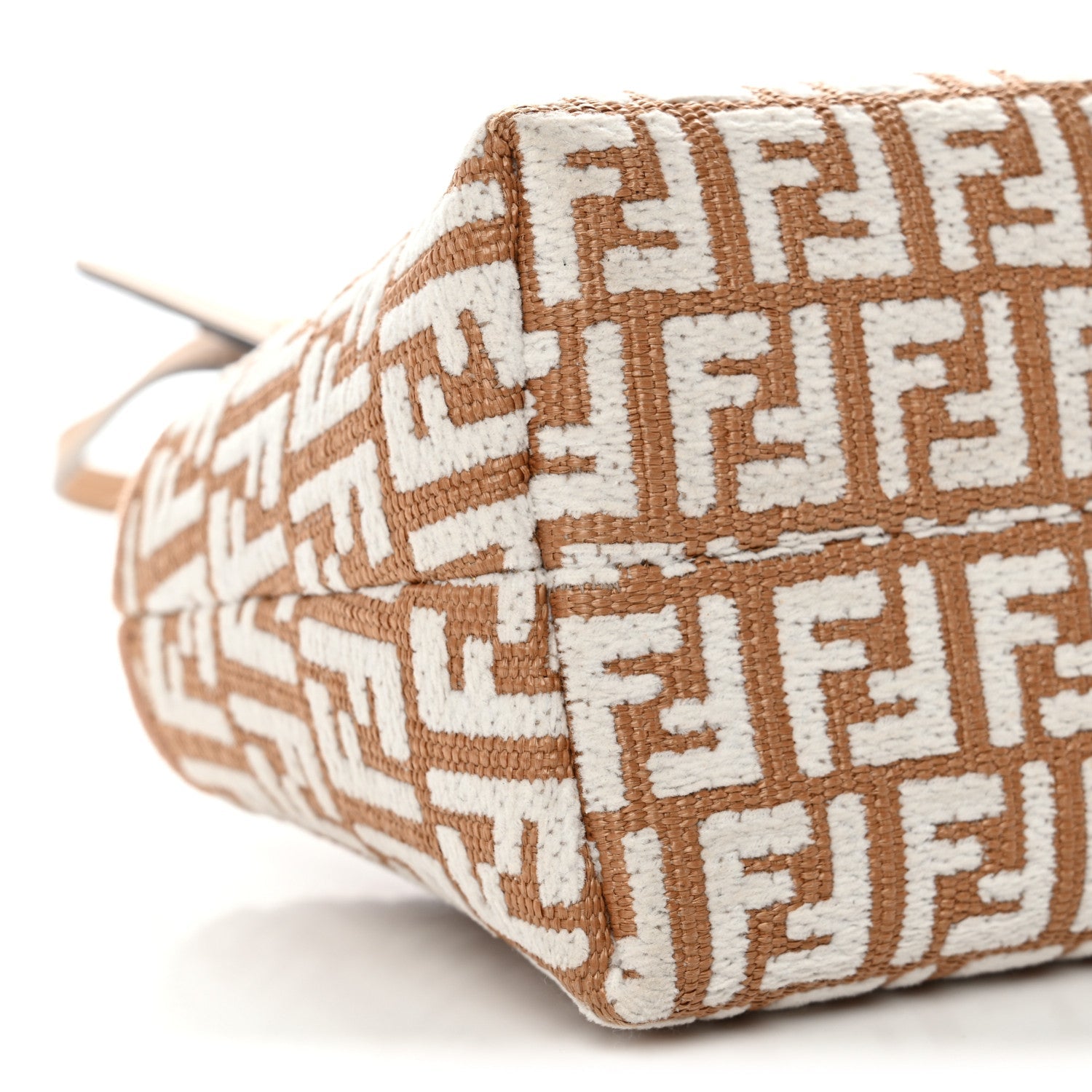 Raffia Chenille Vitello King Plexiglass Micro FF Mini By The Way Top Handle Boston Bag Naturale White