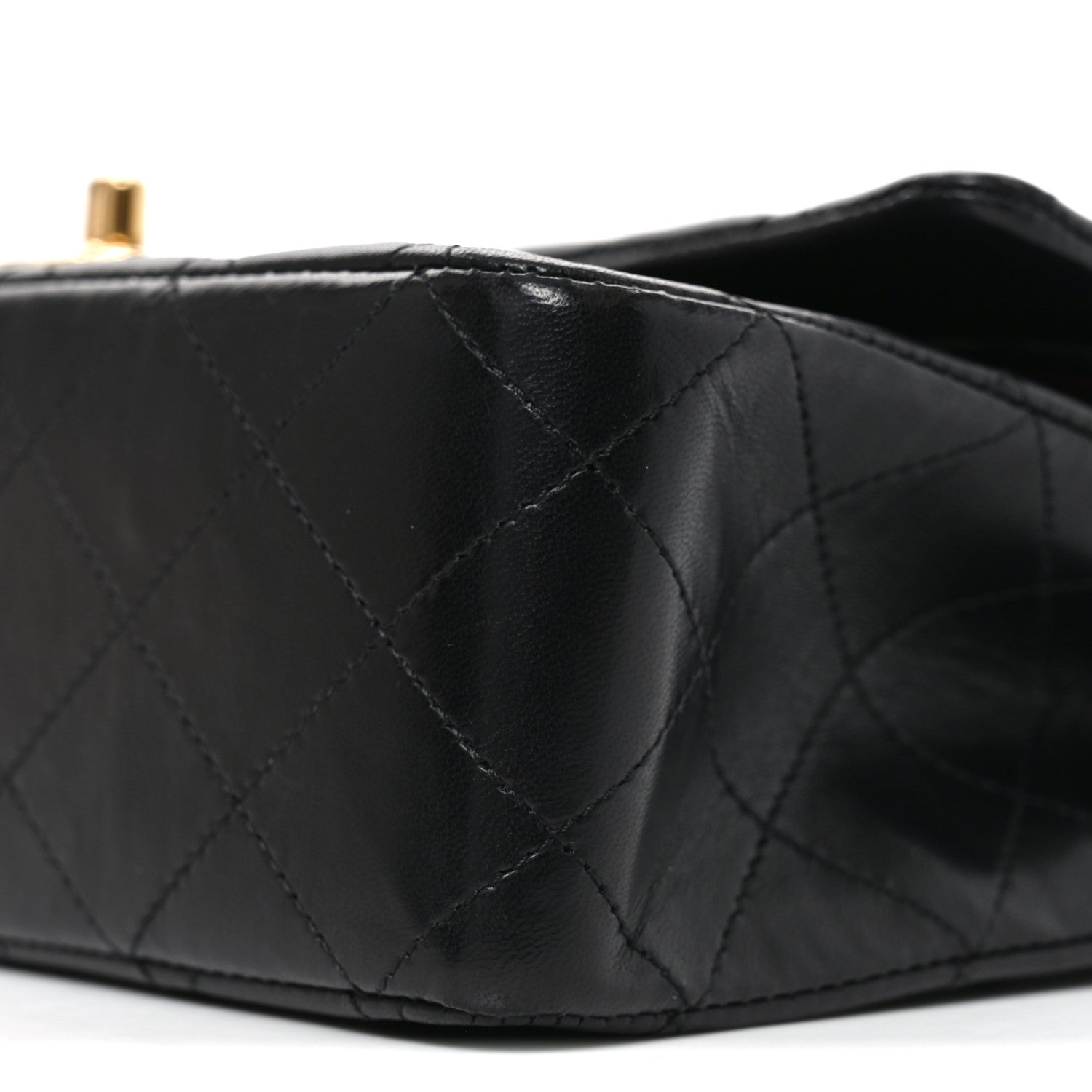 Lambskin Quilted Medium Double Flap Black