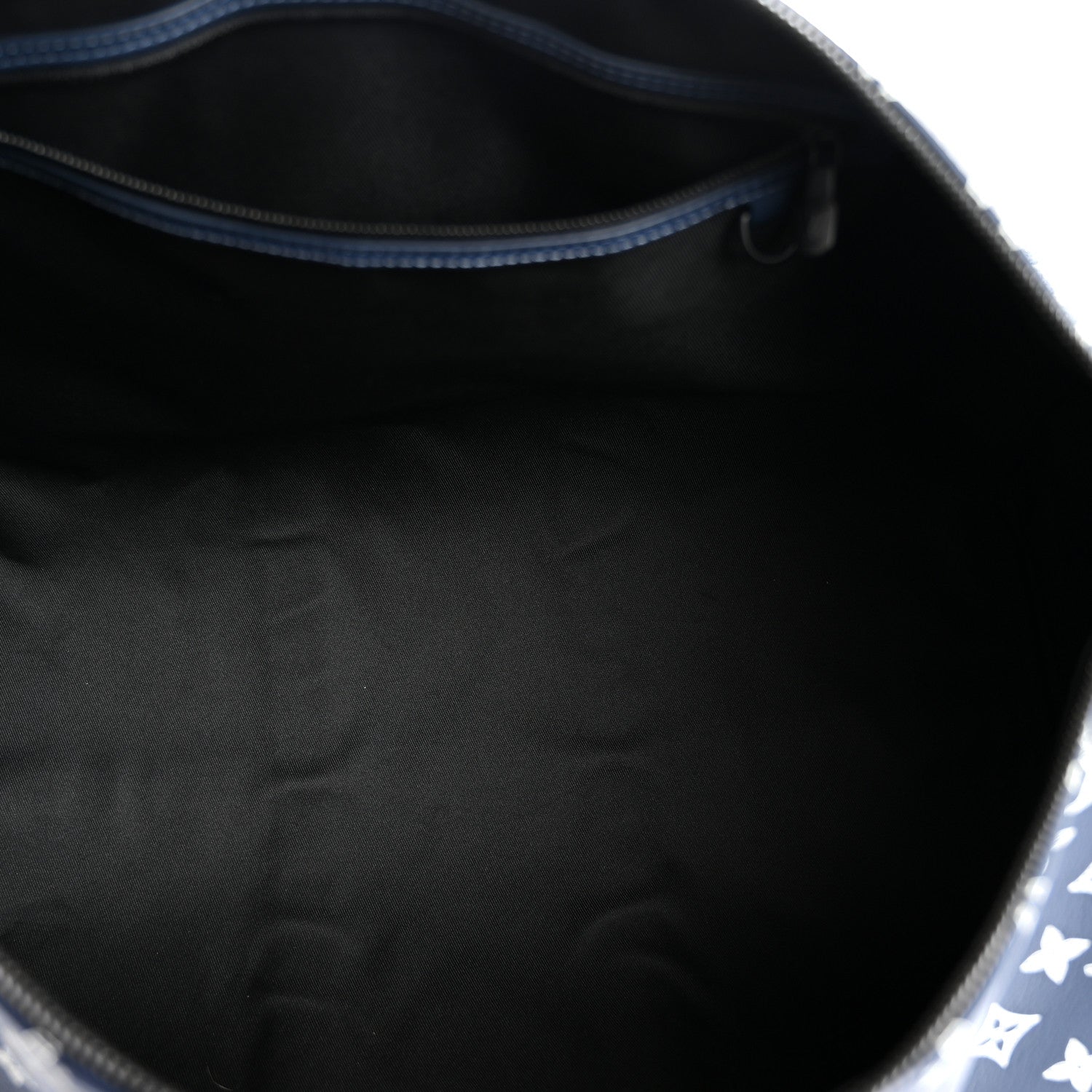 Calfskin Shadow Monogram Keepall Bandouliere 50 Ink Blue White