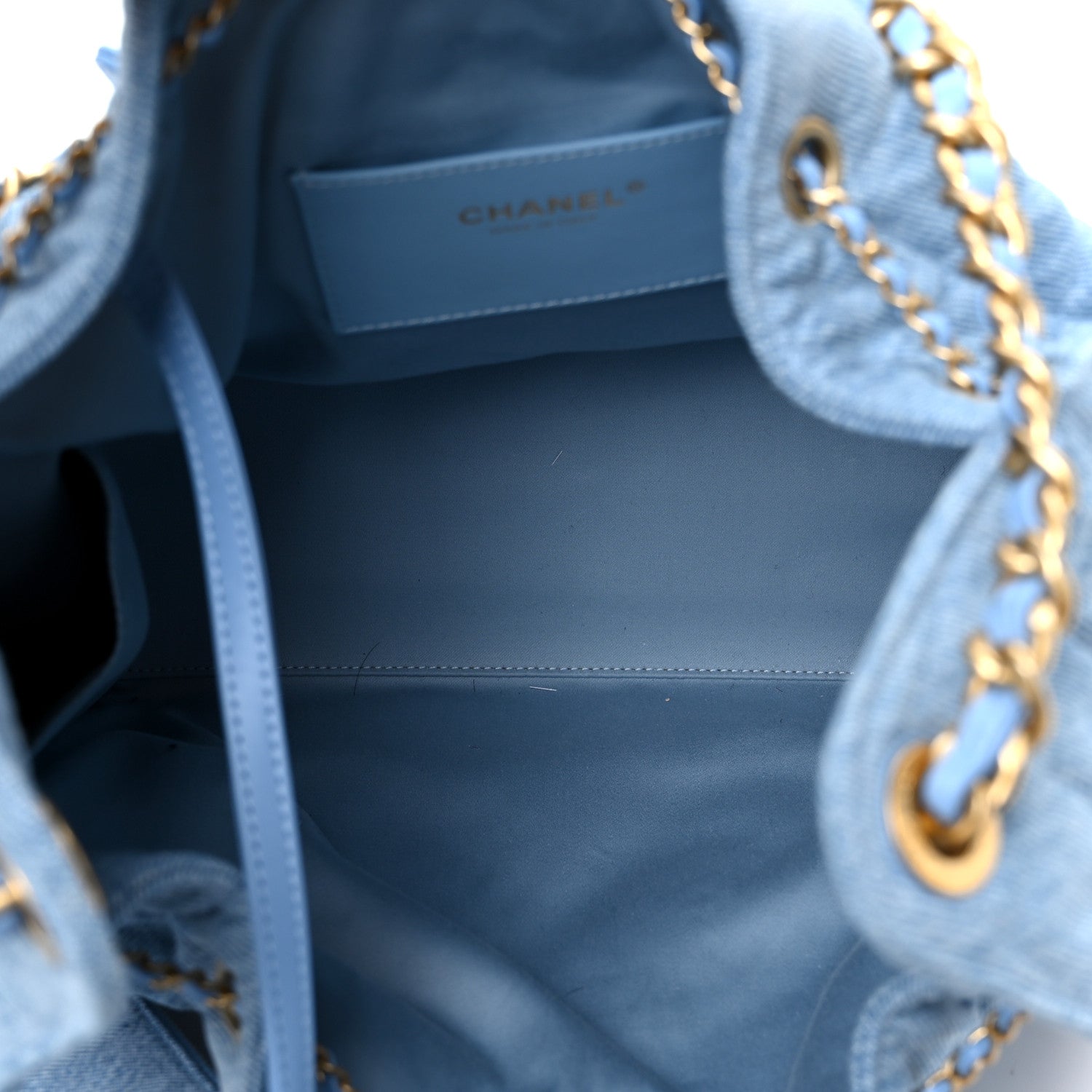 Washed Denim Quilted Medium CHNL 25 Handbag Blue