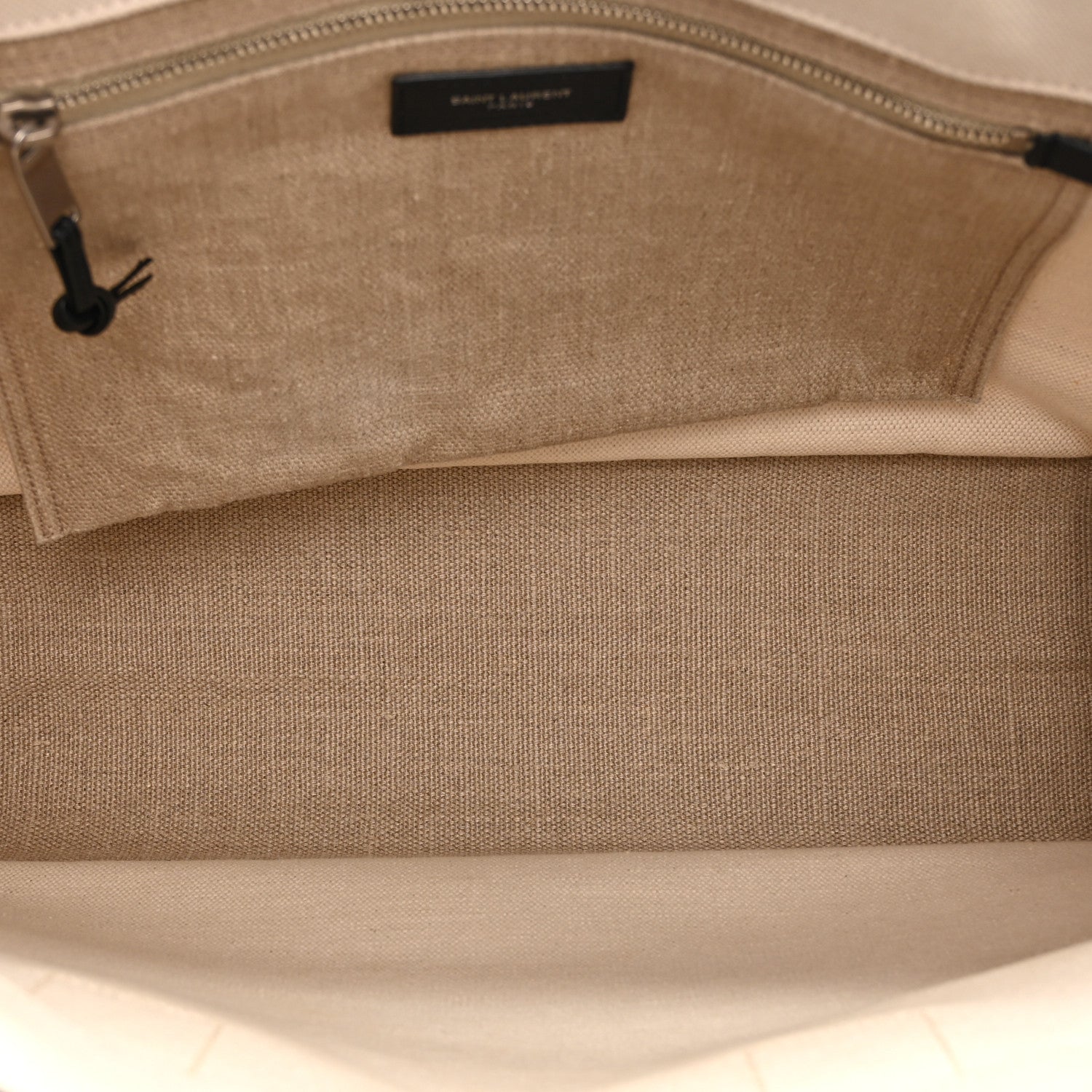 Linen Calfskin Small Rive Gauche Tote Greggio Natural