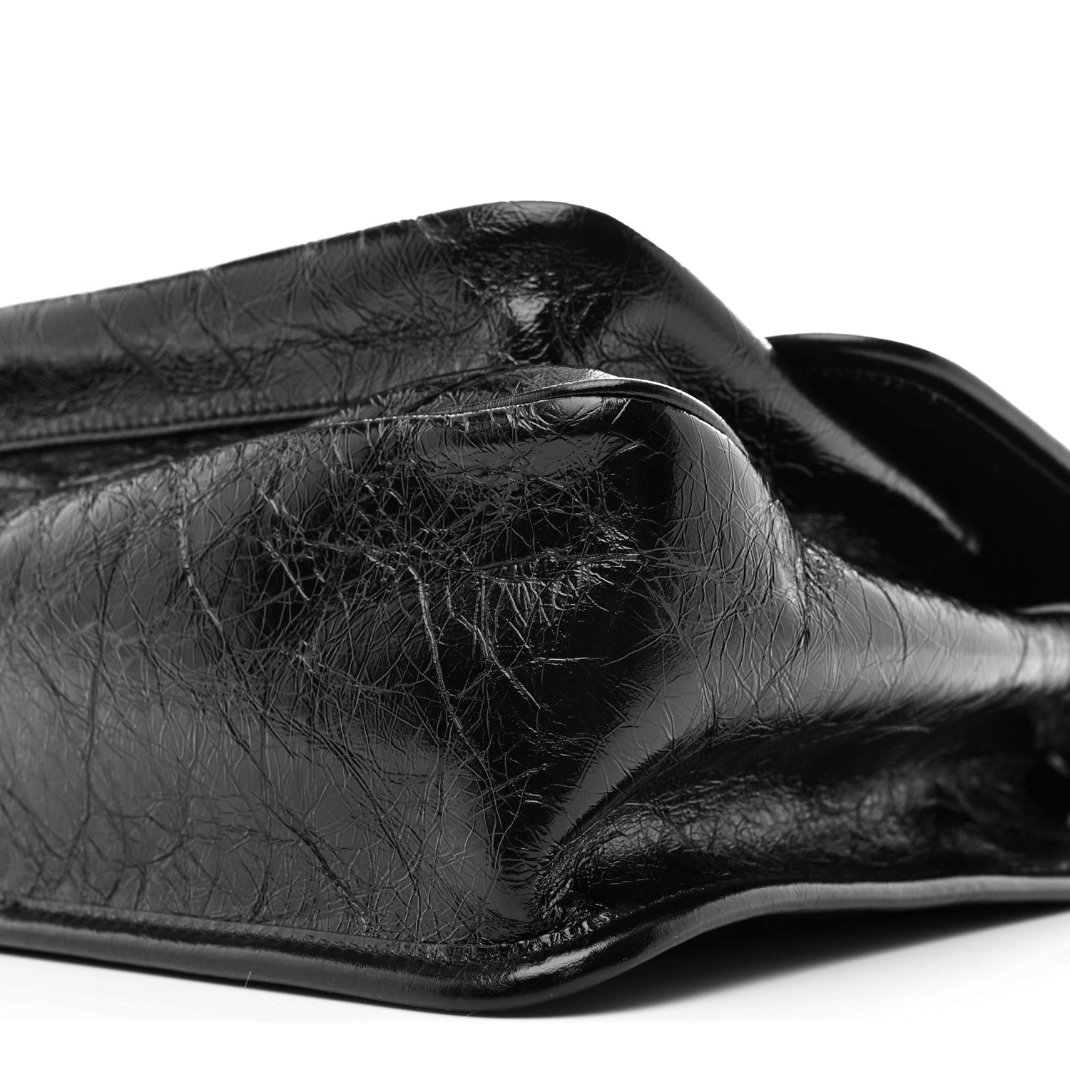 Crinkled Calfskin Matelasse Monogram Medium Niki Chain Satchel Black