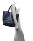 Shiny Calfskin Large Puzzle Fold Tote Abyss Blue