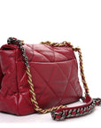 Lambskin Quilted Large CHNL 19 Flap Red