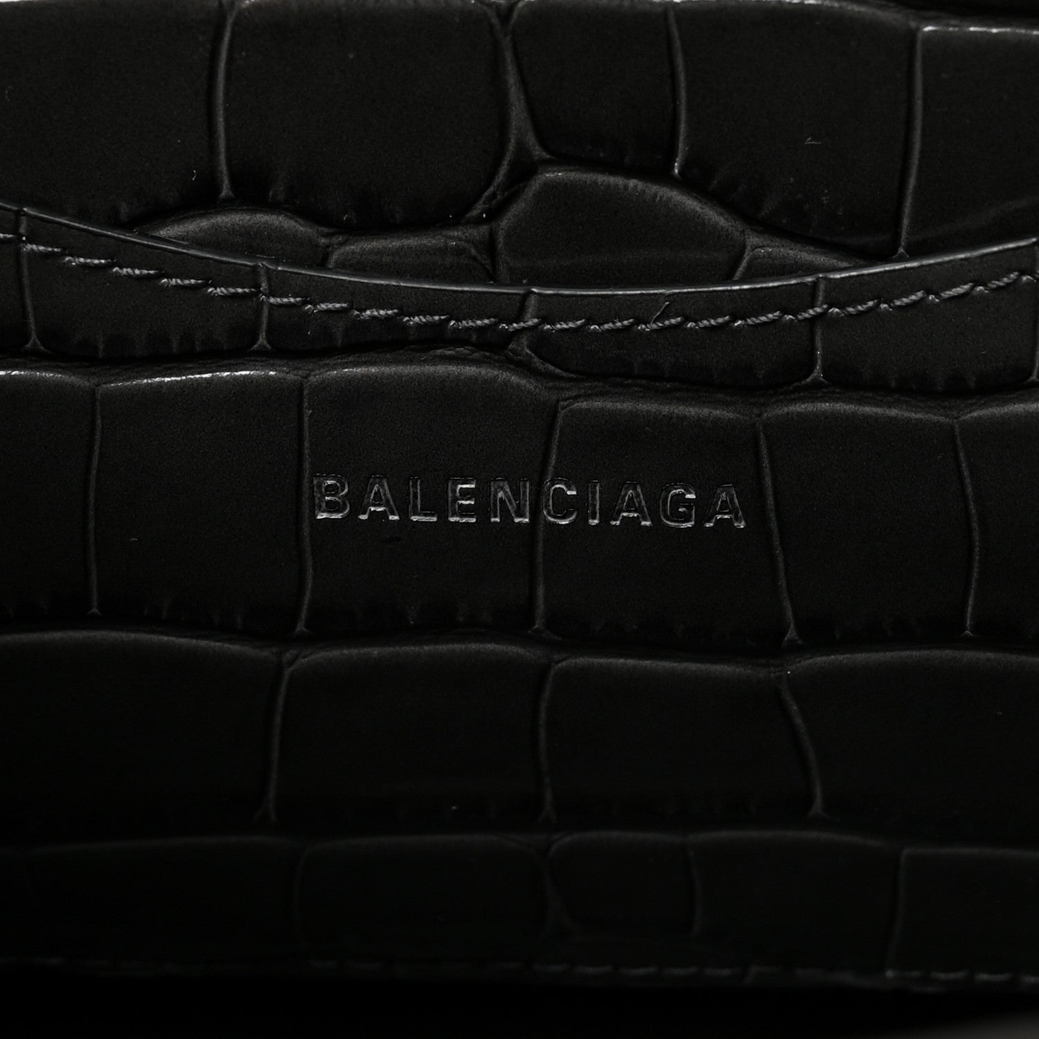 Shiny Supple Calfskin Crocodile Embossed Neo Classic Silver Hardware S City Dark Grey