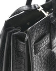 Calfskin Crocodile Embossed Baby Sac De Jour Black