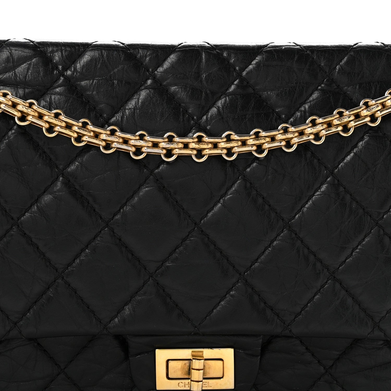 Aged Calfskin Quilted 2.55 Reissue 226 Flap Black