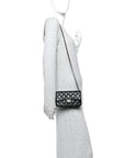 Caviar Quilted Flap Phone Holder With Chain Black