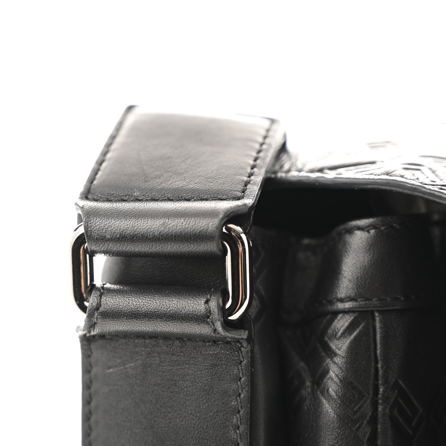 Calfskin Embossed Medusa Messenger Bag Black