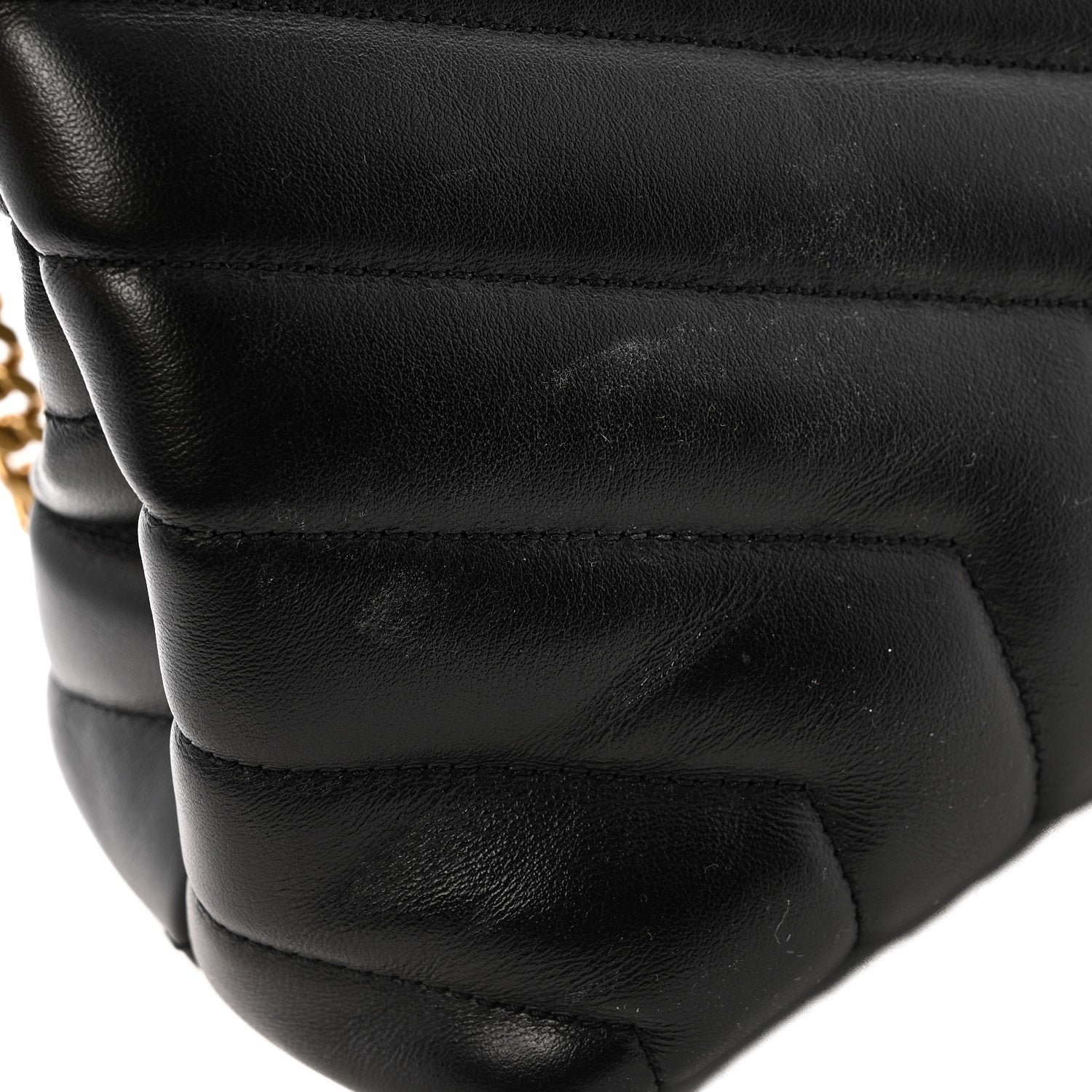 Calfskin Y Quilted Monogram Medium Loulou Chain Satchel Black