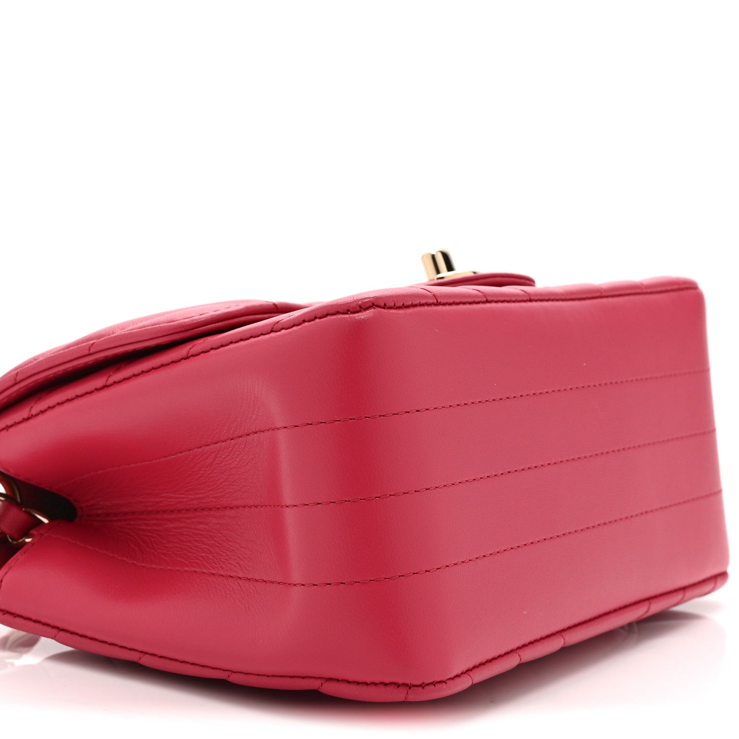 Lambskin Chevron Quilted Mini Square Flap Fuchsia