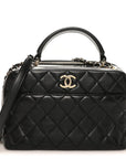 Lambskin Quilted Medium Trendy CC Bowling Bag Black