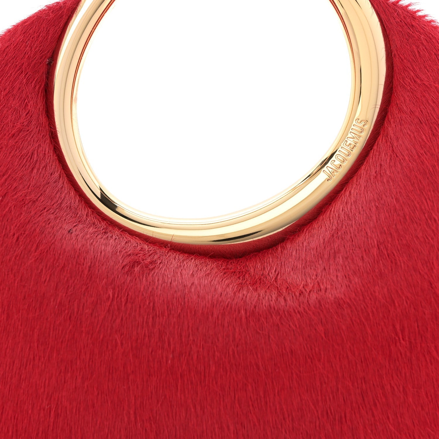 Pony Hair Le Petit Calino Ring Top Handle Bag Red