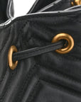 Calfskin Matelasse Sylvie Web GG Marmont Bucket Bag Black