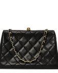 Caviar Quilted Kisslock Shoulder Bag Black