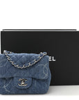 Denim CC Quilted Mini Square Flap Blue