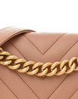 Caviar Chevron Quilted Medium Boy Flap Brown