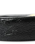 Suede Patent Web Mini Ophidia Round Shoulder Bag Black
