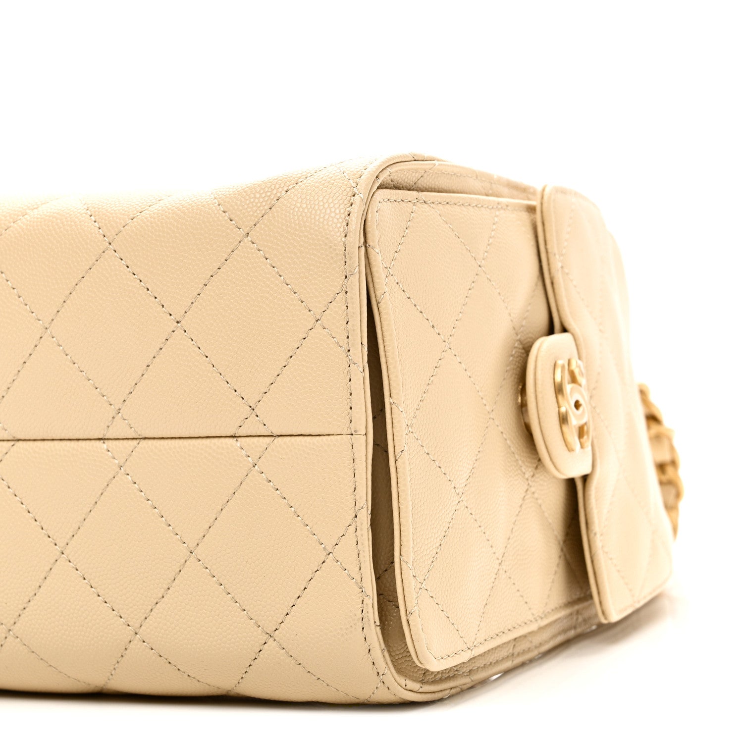 Caviar Quilted Small CHNL 25 Handbag Light Beige