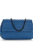 Nappa Intrecciato Small Chain Crossbody Blue