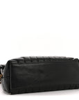 Grain de Poudre Calfskin Y Quilted Monogram Medium Loulou Chain Satchel Black