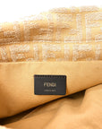 Fabric Jacquard Raffia Straw Fringe Medium Mamma Baguette Beige