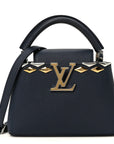 Taurillon Embellished Malletage Crown Mini Capucines Navy