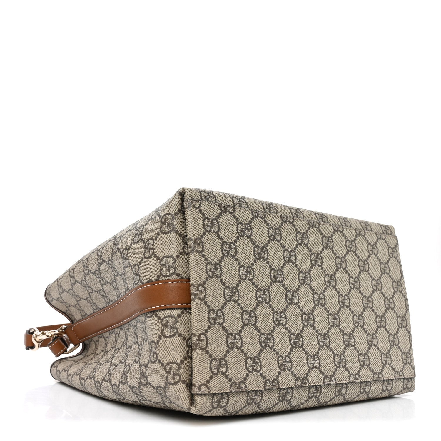 GG Supreme Monogram Medium Emblem Bucket Bag Beige Brown